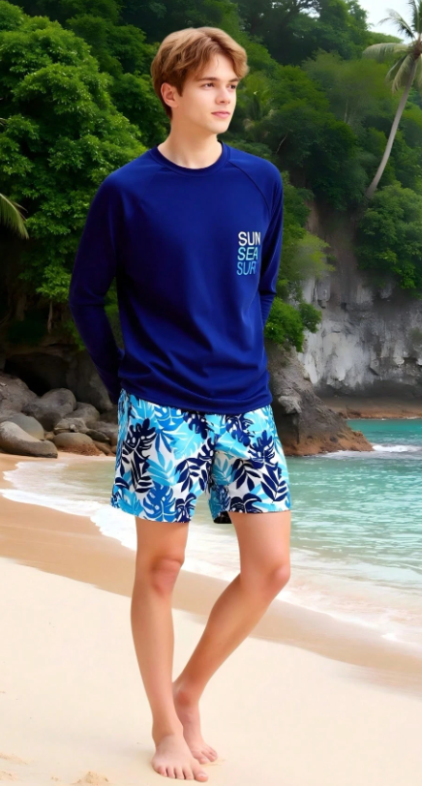 Set-camiseta-mangas-largas-azul-marino-y-short-