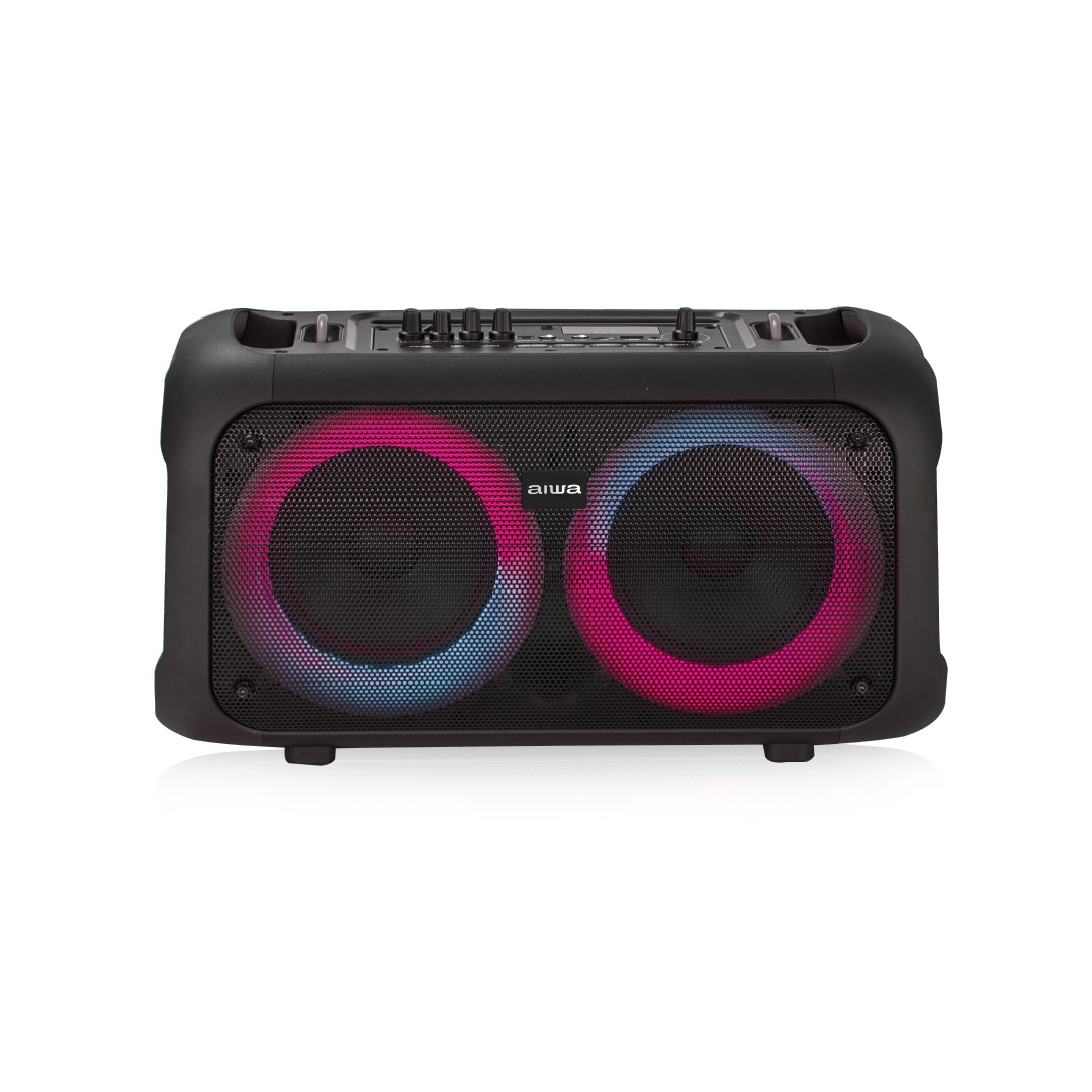SISTEMA DE AUDIO INALAMBRICO AIWA/400W/LUCES LED/KARAOKE/RADIO FM