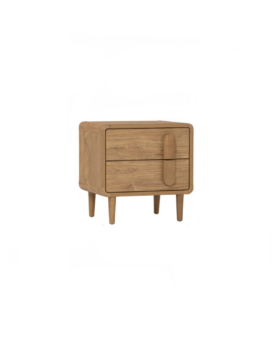 MESA LATERAL LOME CON 2 GAVETAS EN ROBLE NATURAL Y OAK FINISH