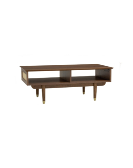 MESA DE CENTRO ROYSTON EN ROBLE MALAYO Y RATAN NATURAL