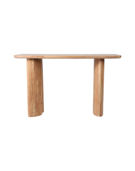 MESA CONSOLA DE MADERA DE ACACIA CON PATAS CURVAS EN 51"