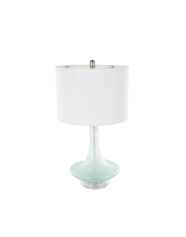 LAMPARA DE MESA REDONDA CON VIDRIO AZUL