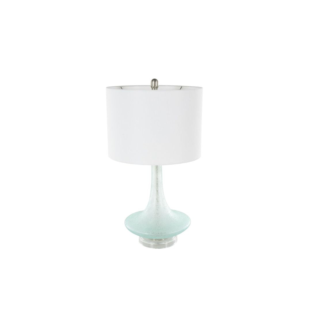 LAMPARA DE MESA REDONDA CON VIDRIO AZUL