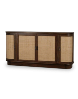 BUFFET DAKOTA OVAL CON 4 PUERTAS Y PANELES DE RATTAN