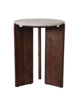MESA AUXILIAR SOMERSET DE MARMOL NEGRO Y MADERA 20"