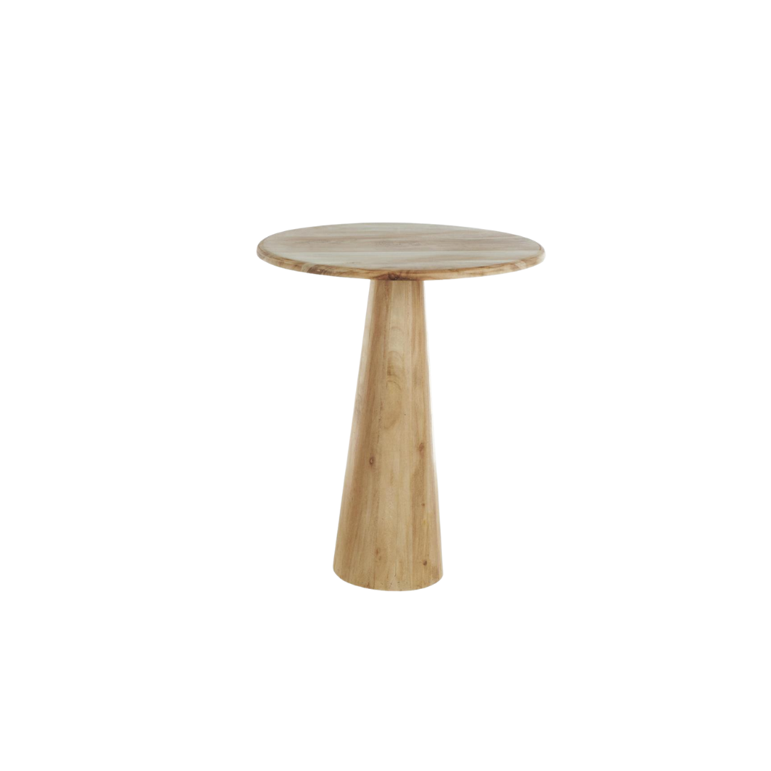 MESA AUXILIAR PEDESTAL GRANDE EN MADERA NATURAL