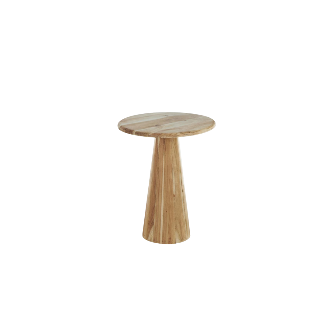 MESA AUXILIAR PEDESTAL MEDIANA EN MADERA NATURAL EN 19.5"