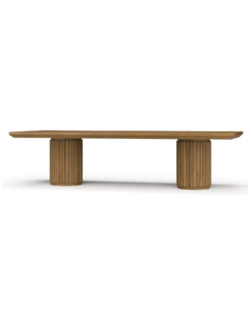 MESA DE COMEDOR RECTANGULAR CON DOBLE PEDESTAL ACANALADO
