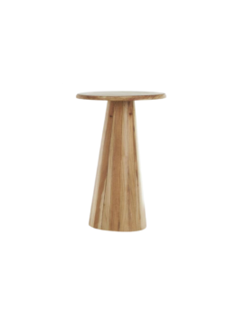 MESA AUXILIAR PEDESTAL PEQUENA EN MADERA NATURAL EN 15.75"