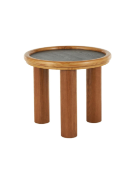 MESA DE CENTRO REDONDA EN MADERA CON TOPE NEGRO