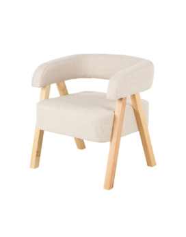SILLON ACENTO CURVO EN BOUCLE BEIGE CON PATAS DE MADERA