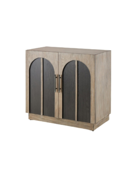 GABINETE DE ALMACENAMIENTO EN MADERA GRIS CON DETALLES ARQUEADOS NEGROS