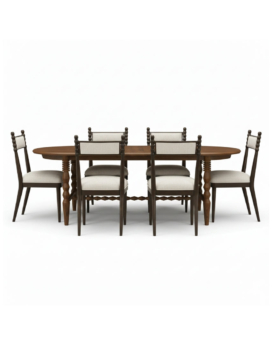 JUEGO DE COMEDOR RECTANGULAR CON 6 SILLAS TAPIZADAS LIGNA
