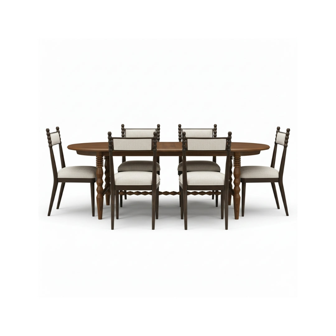 JUEGO DE COMEDOR RECTANGULAR CON 6 SILLAS TAPIZADAS LIGNA