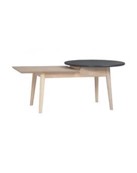 MESA DE CENTRO ALORA REDONDA EN ROBLE MALAYO Y ACABADO GRAPHITE GREY