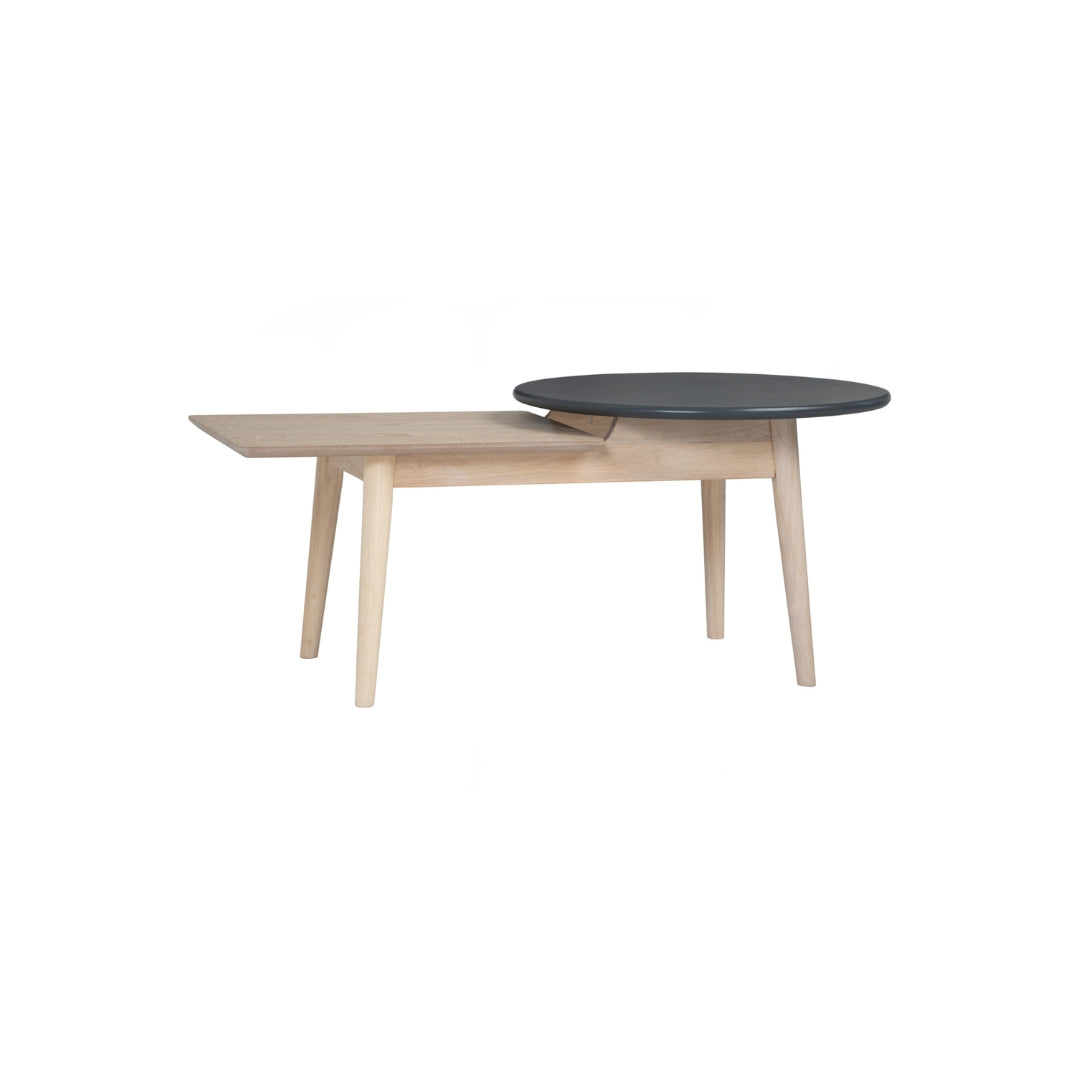 MESA DE CENTRO ALORA REDONDA EN ROBLE MALAYO Y ACABADO GRAPHITE GREY
