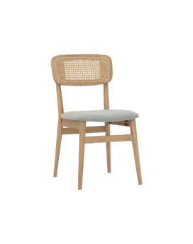 SILLA DE COMEDOR ARLO EN ROBLE MALAYO Y RATAN NATURAL