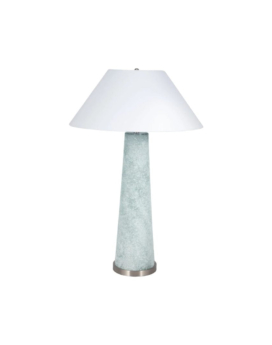LAMPARA DE MESA DE VIDRIO ESMERILADO AZUL EN 38"