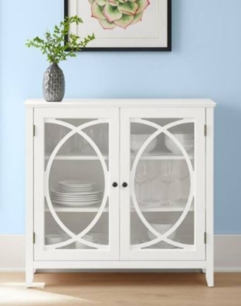 CREDENZA COLOR BLANCO BRILLANTE CON PUERTAS ELIPTICAS