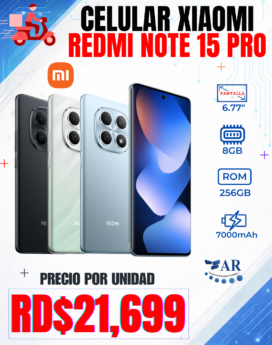 CELULAR XIAOMI REDMI NOTE 15 PRO, 256GB