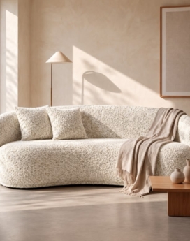 MUEBLE CURVO CREMA CON PUNTOS MARRON