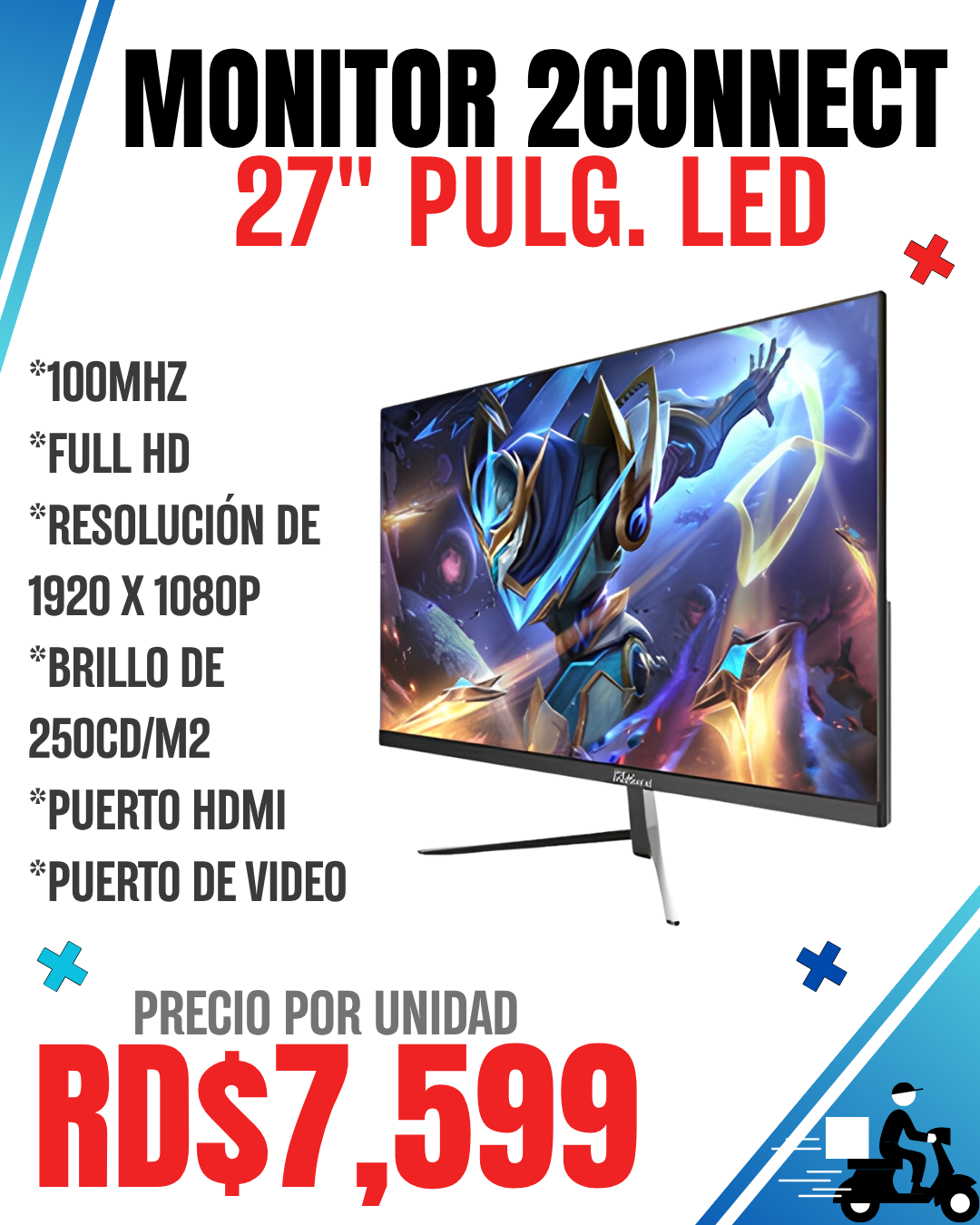 MONITOR GAMING 27" LED 100MZ IPS 2CONNET 2C-MON-2401 FULL HD