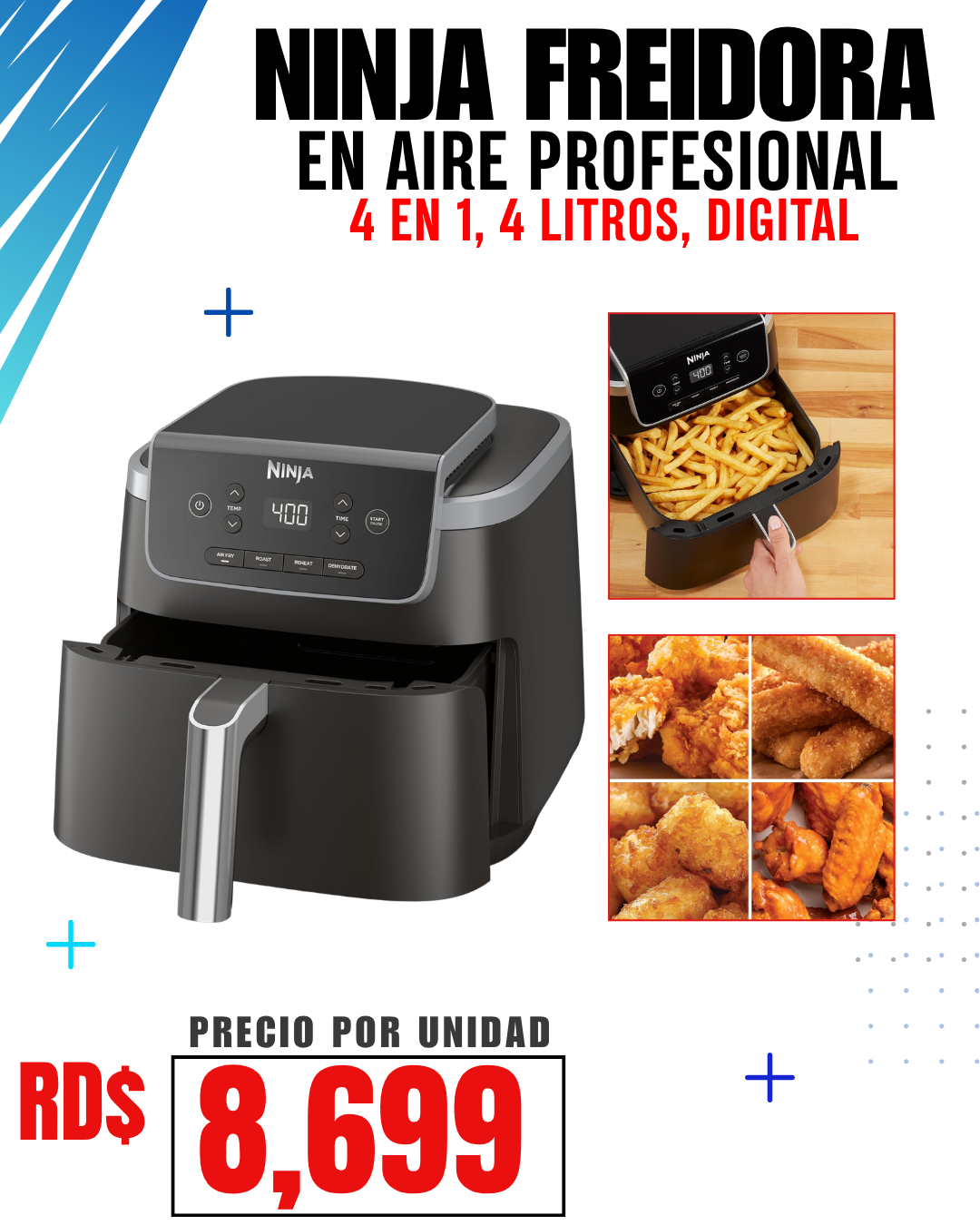 NINJA FREIDORA EN AIRE PROFESIONAL 4/1, 5 LITROS (DIGITAL)