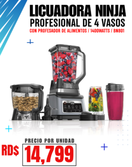 LICUADORA NINJA PROSESIONAL (4 VASOS) 1400 WATTS BN801