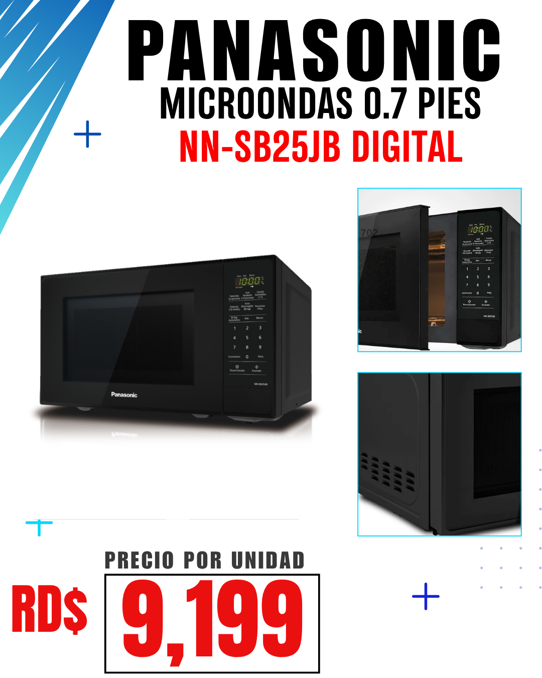 MICROONDA PANASONIC NN-SB25JB DIGITAL 0.7 PIES CUBICOS