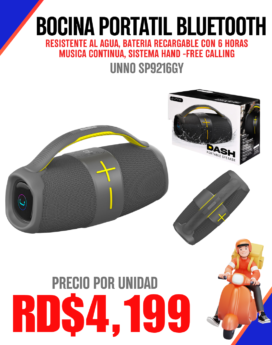 BOCINA PORTATIL BLUETOOTH UNNO SP9216GY