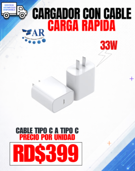 CARGADOR DE 33W CON CABLE (CARGA RAPIDA)