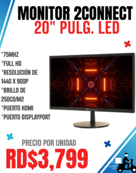 MONITOR GAMING 20" LED 75HZ 2CONNET 2C-MON-2001 FULL HD