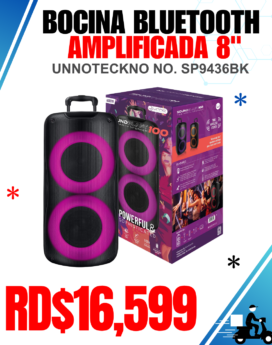 BOCINA BLUETOOTH AMPLIFICADA 8" UNNOTECKNO NO. SP9436BK