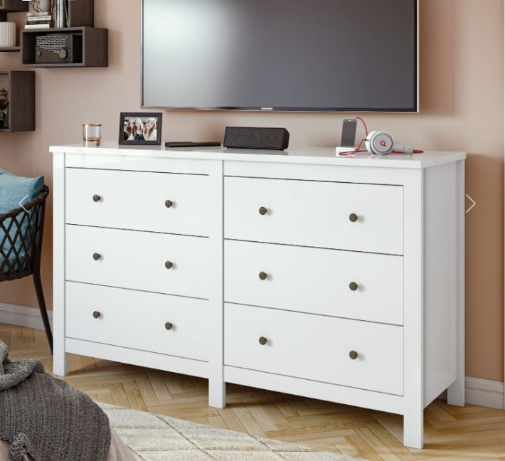 GAVETERO HORIZONTAL MAGGIORE CON 6 CAJONES BLANCO