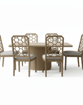 JUEGO DE COMEDOR REDONDO KRATON CON 6 SILLAS CEYLON