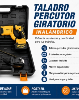 KIT DE TALADRO Y ATORNILLADOR INALAMBRICO 2 BATERIAS DE 198V (5 UND X CAJA)