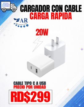 CARGADOR DE 20W CON CABLE (CARGA RAPIDA)