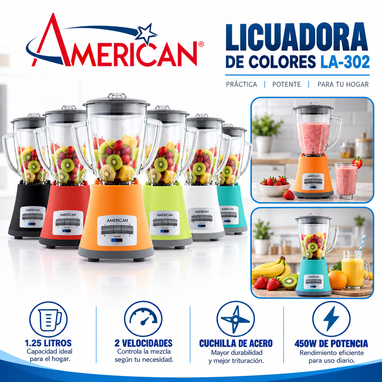 LICUADORA AMERICAM COLORES