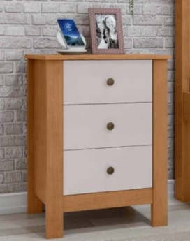 MESA DE NOCHE MAGGIORE CON 3 CAJOES AMENDOA CLEAN OFF WHITE