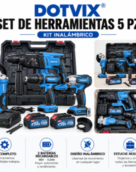 SET DE HERRAMIENTAS 5PZ ( ROTOMARTILLO,MINITALADRO, TALADRO DE IMPACTO Y PULIDOR)