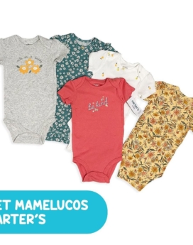 Set mamelucos niña Carters 5 piezas talla: 12 meses