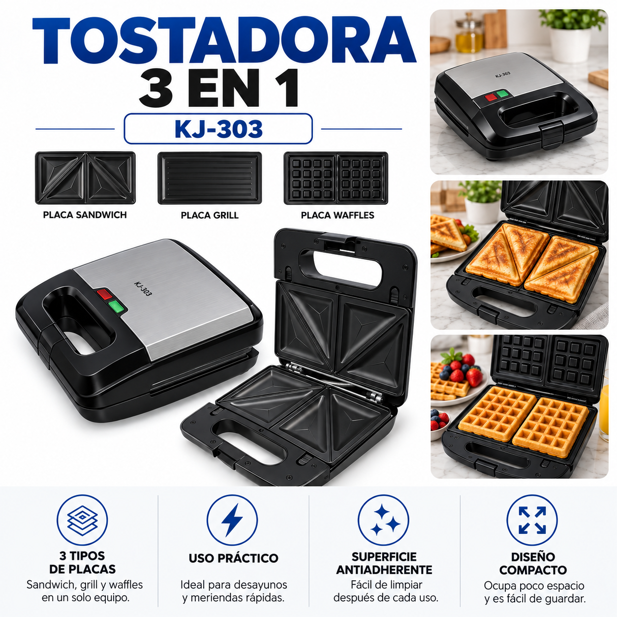 TOSTADORA 3 EN 1 KJ-303