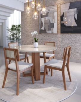 MESA DE COMEDOR WOOD 1.2 RED OFF WHITE/ NATURE