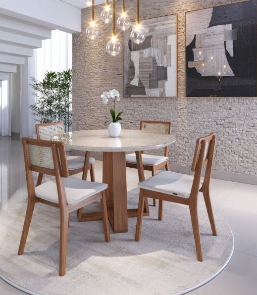 MESA DE COMEDOR WOOD 1.2 RED OFF WHITE/ NATURE
