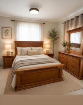JUEGO DE APOSENTO TRENZADO KING SIZE EN CAOBA 80*80