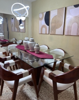 COMEDOR LUNA EN CAOBA 6/S