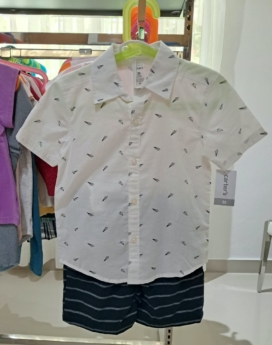 Conjunto niño Carters camisa mc con pantalon corto, tallas: 3T, 5T