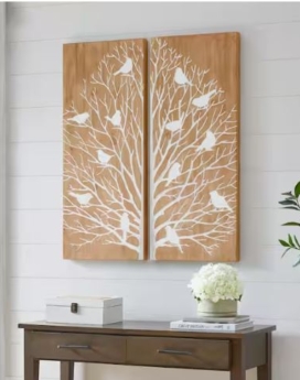 CUADRO DECORATIVO ARBOL DE MADERA CON PAJAROS