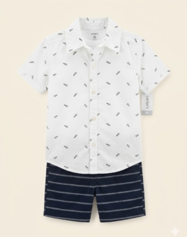 Conjunto niño Carters camisa mc con pantalon corto, tallas: 3T, 5T
