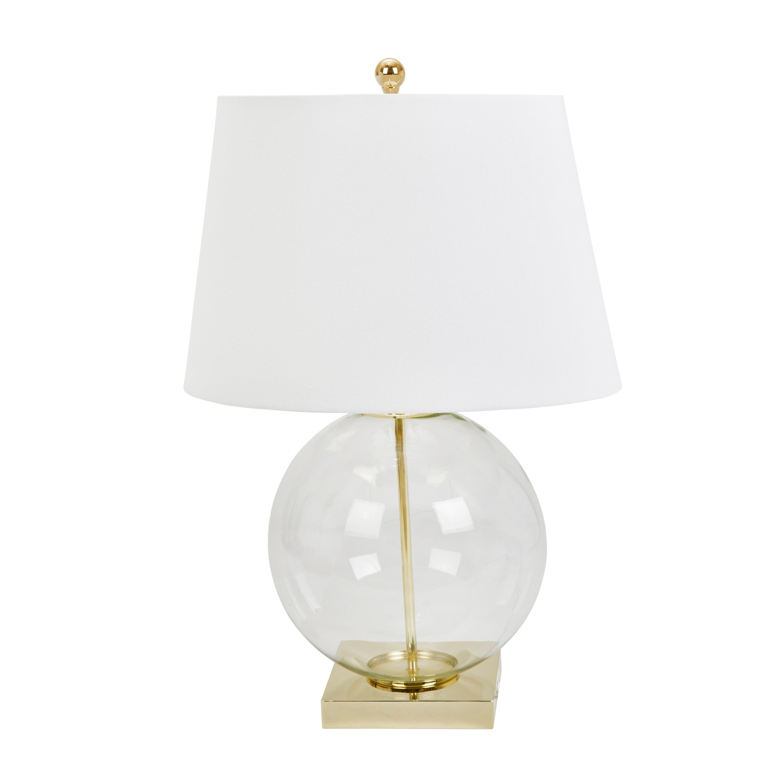 LAMPARA DE MESA CON BASE DE CRISTAL TRANSPARENTE